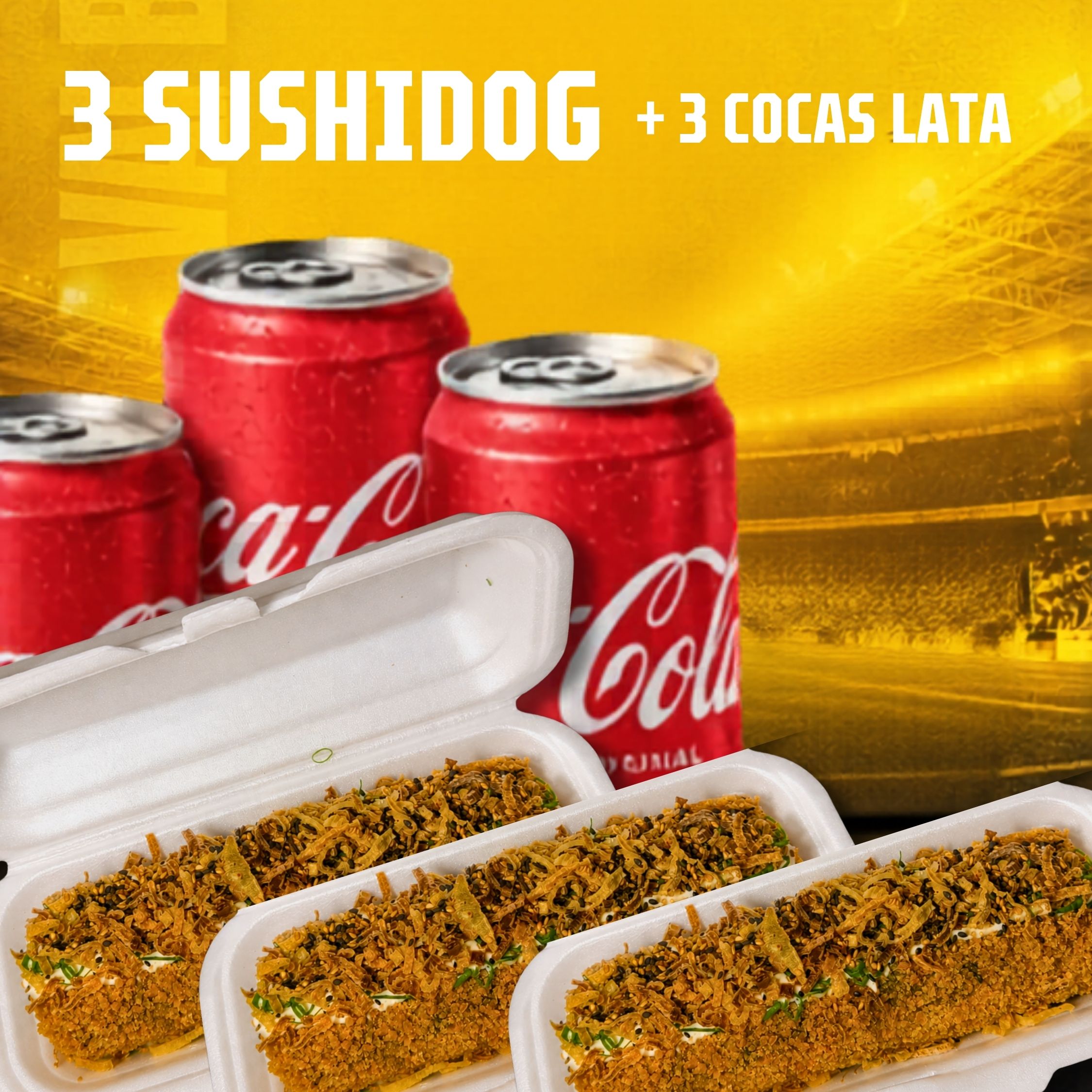 3 SUSHIDOG GRELHADO + 3 COCAS LATA